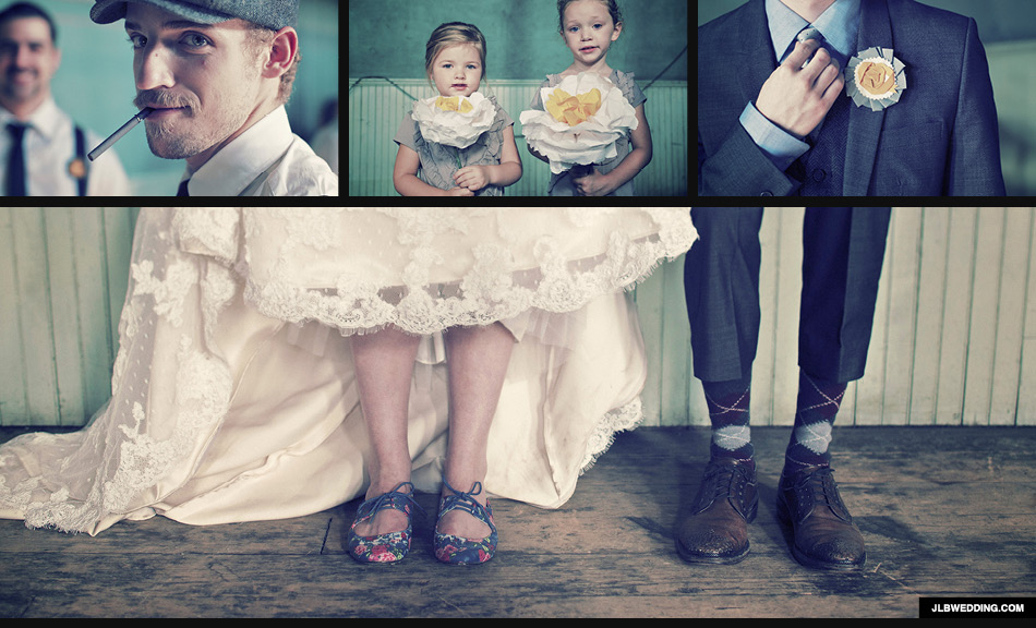collage trouwfoto's hipster wedding