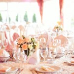 Beautiful flowers on table in wedding day